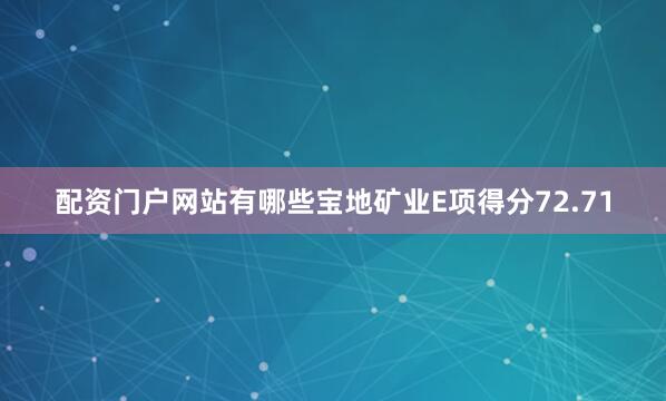 配资门户网站有哪些宝地矿业E项得分72.71